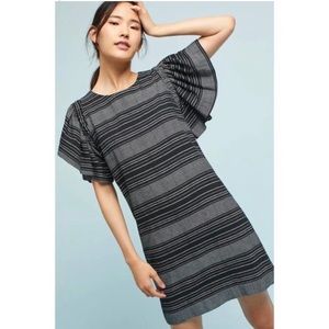 Anthropologie Ruffled Sleeve Striped Dress Moon River Sz S